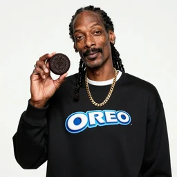 Snoop Dogg holding an Oreo Cookie for a 1990s sitcom tv show, Studio Photograph, portrait, C 12.0