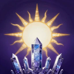 dark deep purple bluish rising sun crystals white religious dawn purple gold god rays crystals simple background graphic ultra simplified fai khadra gaika style