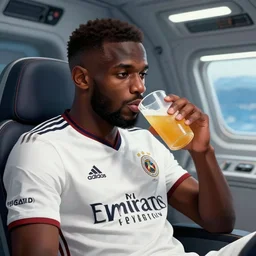 lukaku sipping a drink in a spaceship