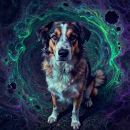 ( hallucinate! edges, holes, eldritch! ) something is fundamentally wrong with my dog. like, more than people normally mean when they say that. like. idk pictures of him always feel like a twilight zone episode. it's psychedelic. he makes the camera hallucinate fractals. like, i feel like my dog makes the camera lose its concept of existence. hallucin