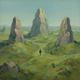 a painting of a 3 d virtual landscape, uncanny valley, three point lighting, by yuumei, bayard wu, wlop, tim white, ross tran, 4 k
