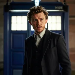 tom holland with a beard as the new doctor who, cinematic, volumetric lighting, f 8 aperture, cinematic eastman 5 3 8 4 film