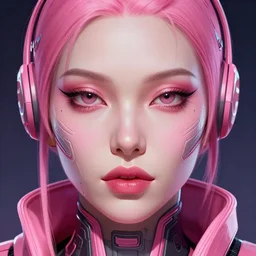 symmetrical - face!!! symmetrie!! closeup!! perfectly centered portrait shot of a female pink cyberpunk women with full lips in cyberpunk 2 0 7 7, intricate, elegant, highly detailed, centered, digital painting, artstation, concept art, smooth, sharp focus, illustration, artgerm, tomasz alen kopera, peter mohrbacher, donato giancola, joseph christian leyendecker, wlop, boris vallejo c 1 5. 0