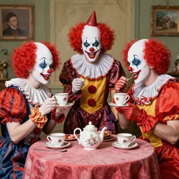 bloodthirsty clowns having a tea party