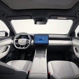 the interior of a modern family car, designed by zaha hadid