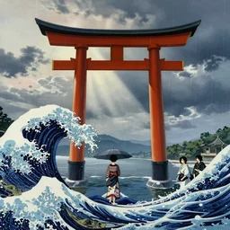 🇯🇵⛩🎎🎎🎎🌊🌦. by satoshi kon, ilya repin, lena aenami, shinji kimura