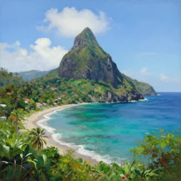 saint lucia ocean view ( beautiful ) ( painting )