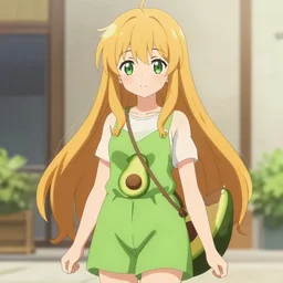 yuri tamura dressed as an avocado anime trending illustration