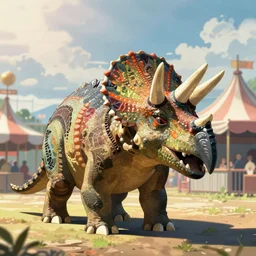 triceratops at the county fair by makoto shinkai