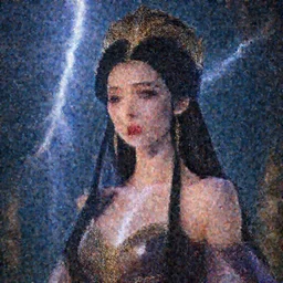 photograph of a real-life beautiful lightning queen .  Extremely detailed. 8k
