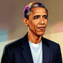 obama as a fashionable soundcloud rapper, illustration by horohiko araki, obama as a soundcloud rapper with colorful hair