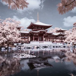 beautiful infrared landscape photography with japanese temple and lily pond by david keochkerian and mike irwin, ir filter, rule of thirds