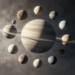 all the planets around the sun, cinimatic, cyberpunk