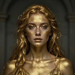 cinematic realistic photo of golden godess portrait in the style of Alex grey