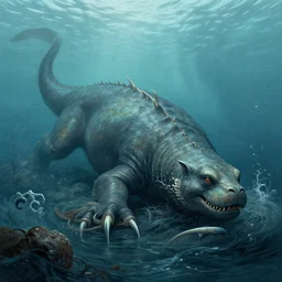 sea beast of the depths in the style of michael whelan, h. p. lovecraft, and gustave dore. hyperdetailed photorealism