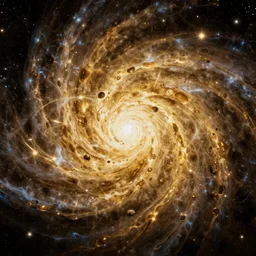 realistic scene of cosmic trip, golden, 1 4 5 0, ink, ultra realistic, 8 k