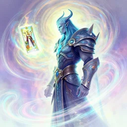 side profile, kil'jaeden, warcraft, luminescent, tarot, colorful swirly magic ripples, pastel colors, by greg manchess, huang guangjian, sachin teng, greg rutkowski, jesper ejsing, ilya kuvshinov