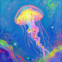jellyfish fairy | a concept of melancholic euphoric heartshine in the crush of oblivion. the vibrancy of nouveau is gilded with hollow - wishes. trending on artstation. vivid neon ink painting.