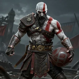 photo of Kratos from god of war balling