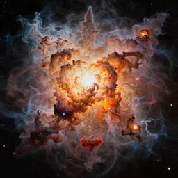 psychedelic transcendent puffs! of smoke explosion, space, supernova, nebulae, pillars of creation, enlightenment, high contrast lighting, highly detailed, concept art, art by collier, albert aublet, krenz cushart, artem demura, alphonse mucha
