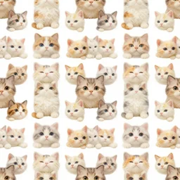 seamless pattern of cute cats symmetrical, high coherence, repeating 3 5 mm photography