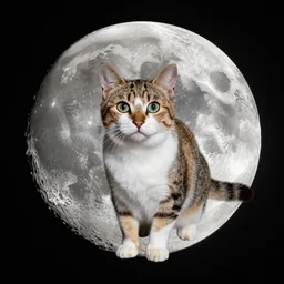 photograph of a cat on the moon
