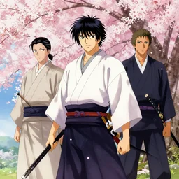 a samurai in sakura, greg rutkowski, edward robert hughes, tony sart