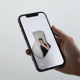 a floating smart phone taking a picture of itself in a mirror, the phone screen has a phone in it, infinite recursion, ink drawing, in the style of m. c. escher