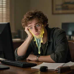 work so bored their face is melting, movie visual effects