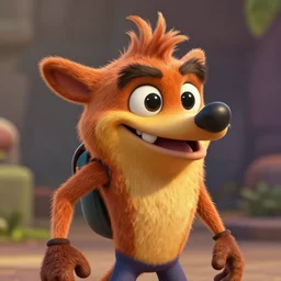 photograph portrait of Crash Bandicoot, intricate detail, sigma 85mm f/1.4, 4k, depth of field, high resolution, 4k, 8k, hd