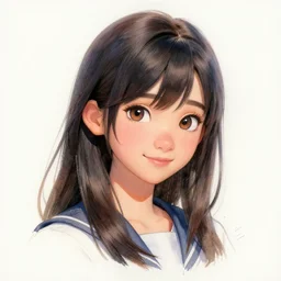 a perfect, realistic professional digital sketch of a Japanese J-Pop idol girl in style of Pixar, by pen and watercolor, by a professional Chinese Korean artist on ArtStation, on high-quality paper