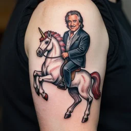 danny devito riding a unicorn tattoo