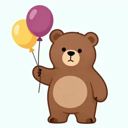 vector image of a bear holding balloons. smooth lines. high quality