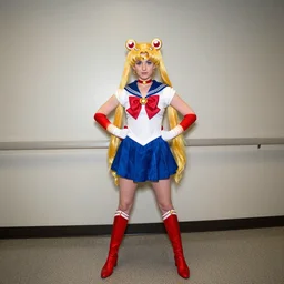 dwight schrute ( the office, rainn wilson ) cosplaying as sailor moon, full length, wide angle, flash photography, dragoncon