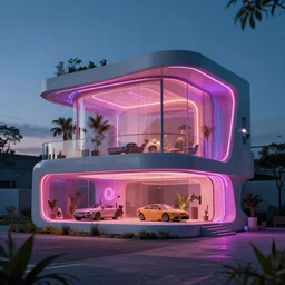 a futuristic house with neon lights - n 4