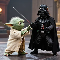 yoda having a slap fight with darth vader