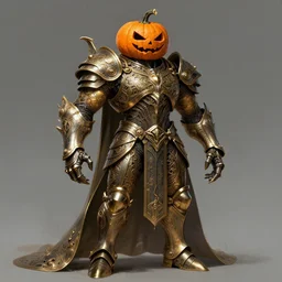 powerful male pumpkin, willem dafoe as pumpkinhead, oz, full body character concept, covered in full metal armor, art nouveau, super powers, fantasy, intricate, elegant, highly detailed, digital painting, artstation, concept art, shining, sharp focus, illustration, art oleg bulakh