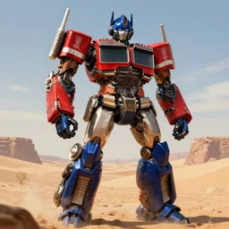 portrait optimus prime in the desert digital art, fantasy, highly detailed, art by greg rutkowski