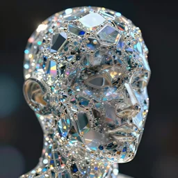 human head enveloped in a glass crystal simulation, glinting highlights, intricate, cinematic, hyper realism, 8k, depth of field, bokeh, iridescent accents, artwork by Tooth Wu and wlop and greg rutkowski