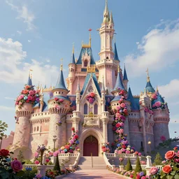 concept art of the colorful rose castle, spectacular, magnificent, fantasy, by georgia hart and osnat fine art,