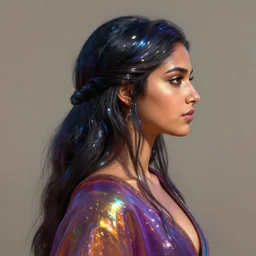 side - profile painted portrait, maya ali as a sorcerer, specular highlights, smooth, fantastically gaudy colors, octane render, matte painting concept art, official fanart behance hd artstation by jesper ejsing, by rhads and makoto shinkai and lois van baarle and ilya kuvshinov and mucha and rossdraws