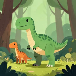 an illustration of a dinosaur xh 3 qa 7 in the woods, trending on artstation, central composition, very cartoon, shape focus, high detailed, by anton fadeev e 3 7 3 n 4