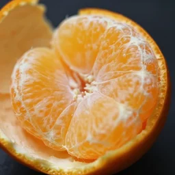 a macro photo of an orange segment with the skin removed