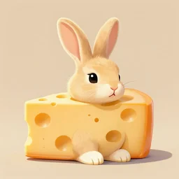 a bunny rabbit made out of swiss cheese, digital art