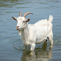 a goat under water