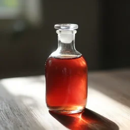 sunlight shining through a red healing potion