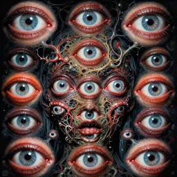 psychedelic apophasis shintaro kago apophasis hyperrealism apophasis yoji shinkawa victo ngai clear sharp focus crisp bright horror art dzo godmachine dzo olivier scott fischer eyes eyes eyes horror art intricate detailed nightmarebdeepdream 8 k