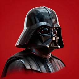 darth vader, profile pic, centered, red background, highly detailed, digital art