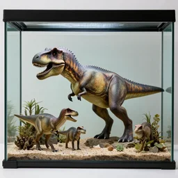a terrarium of jurassic animals