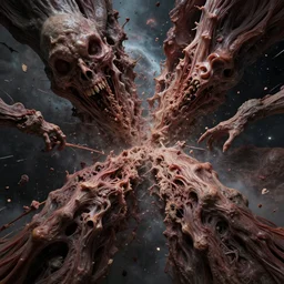 hyperrealistic mixed media image of unimaginable incomprehensible terror ripping apart space and time, stunning 3 d render inspired art by greg rutkowski and xiang duan and thomas eakes, perfect symmetry, flesh texture, realistic, highly detailed attributes and atmosphere, dim volumetric cinematic lighting, 8 k octane detailed render, post - processing, masterpiece,
